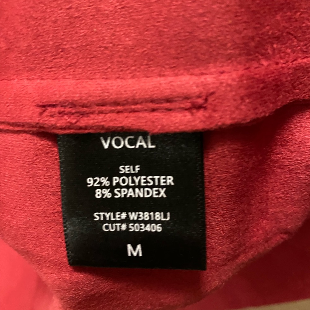 Vocal Open Front Lightweight Red Faux Suede Jacket with matching red bling - Picture 12 of 13